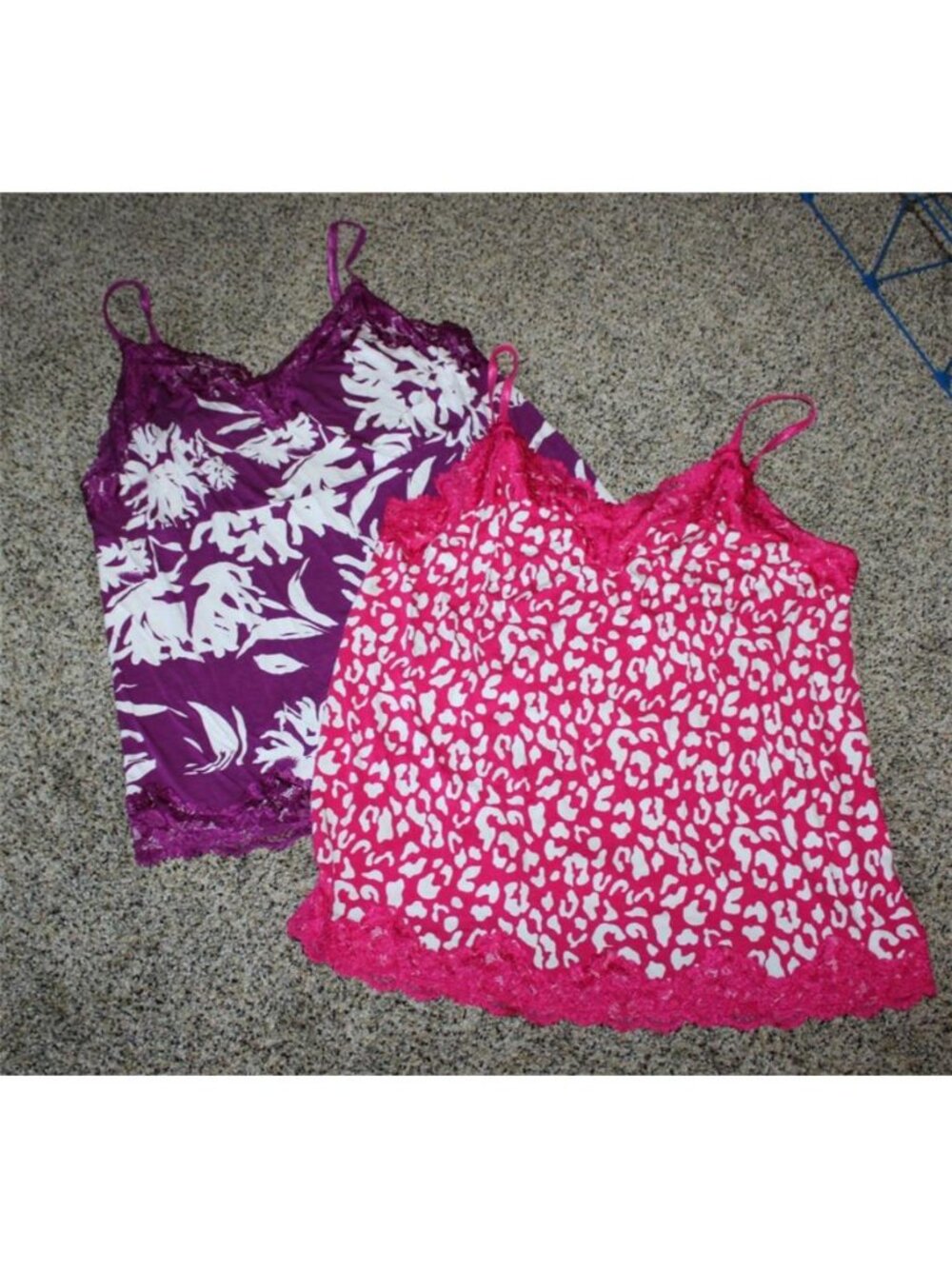Lane Bryant Pink Purple Printed 2x Lace Trimmed Cami Tank Y2K Style 18/20 Lot